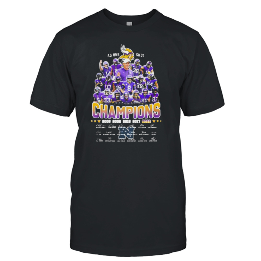 As One Skol Vikings NFC North Champions 2022 Signatures Shirt