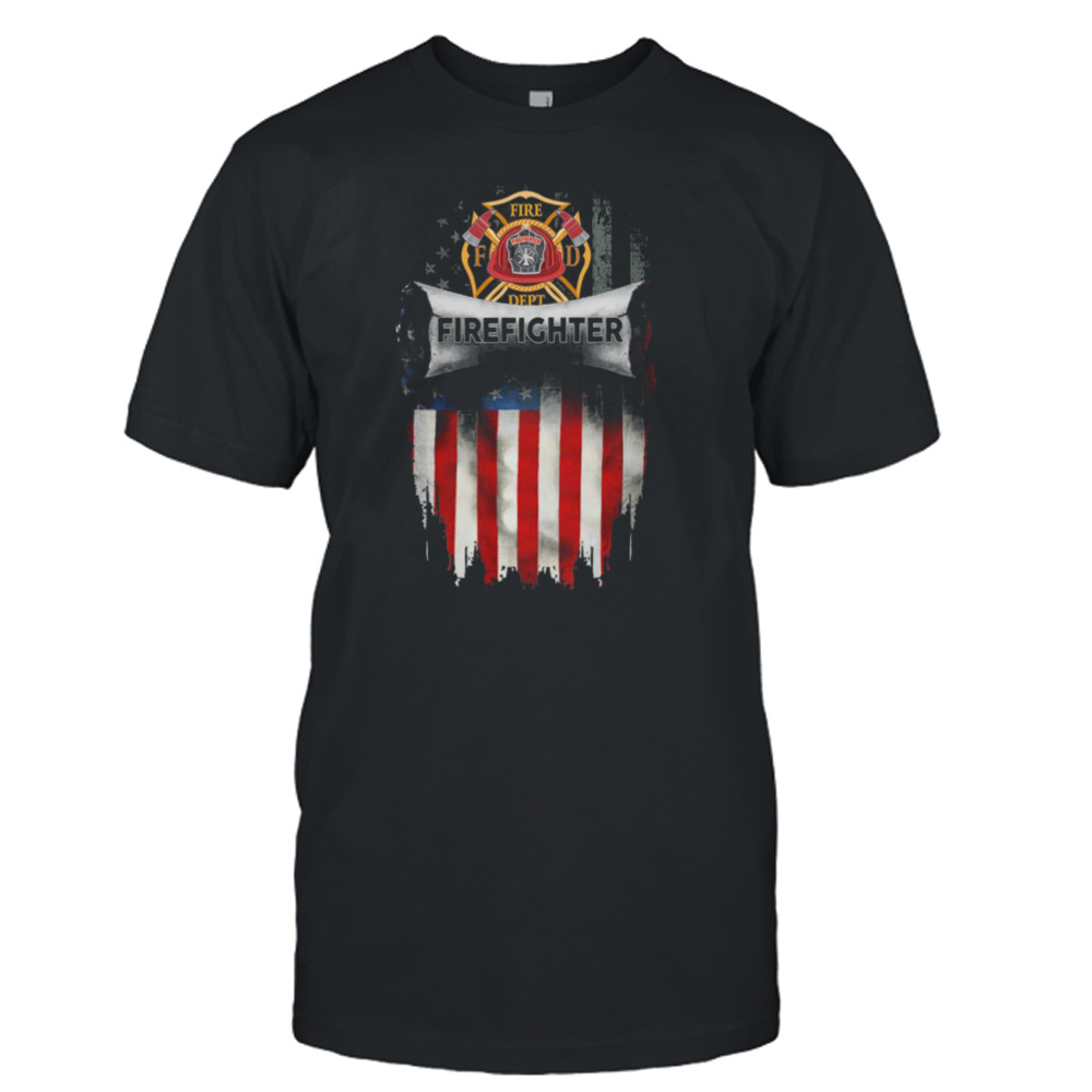 Firefighter Logo With American Flag Shirt