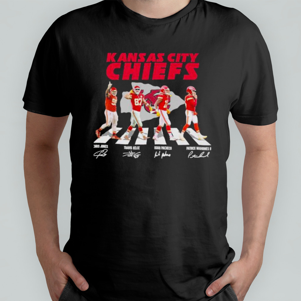 Kansas City CHiefs Chris Jones, Travis Kelce, Isiah Pacheco and Patrick  Mahomes II abbey road signatures shirt