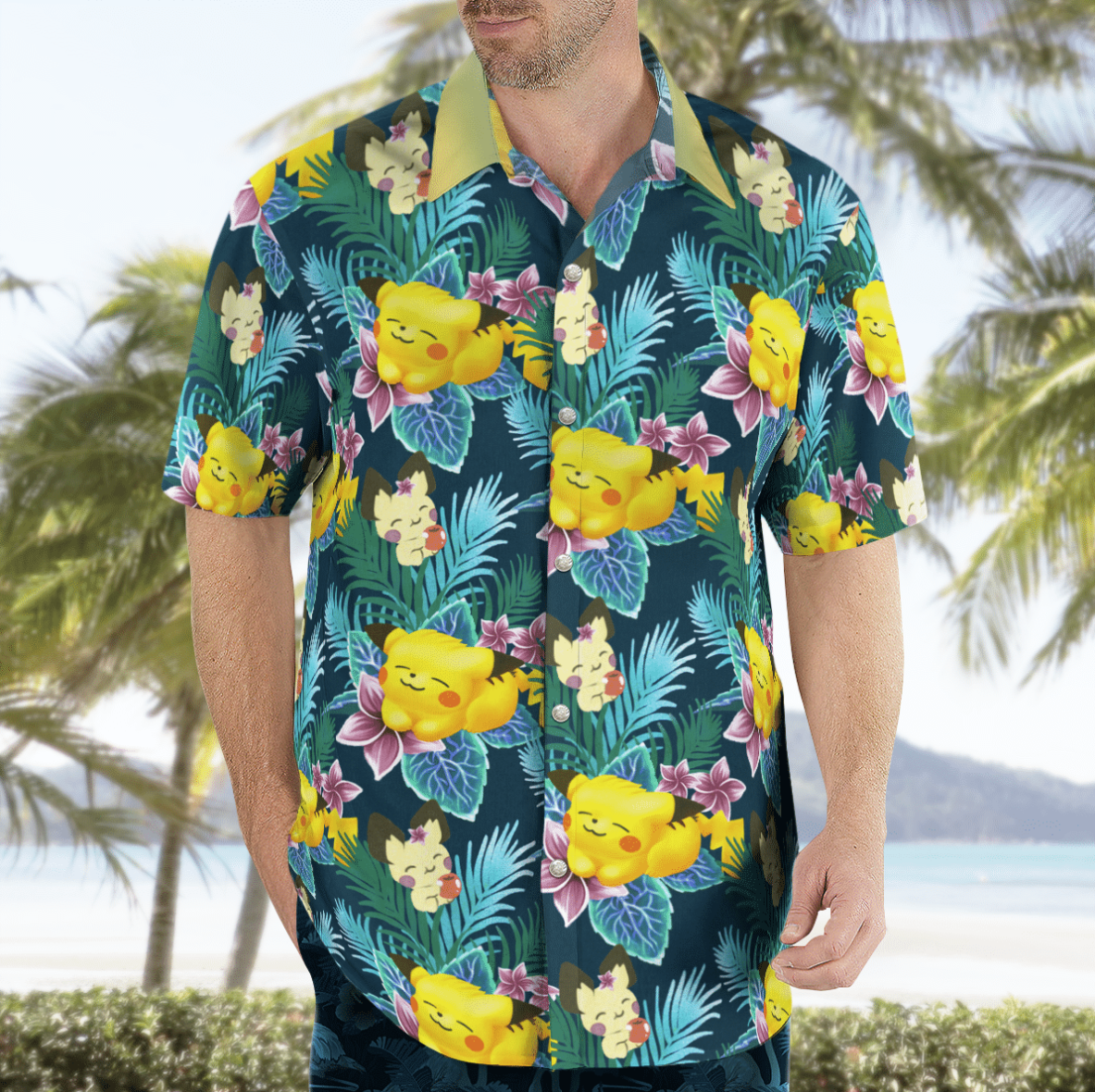 Pikachu On Summer Day Beach Pokemon Hawaiian Shirt
