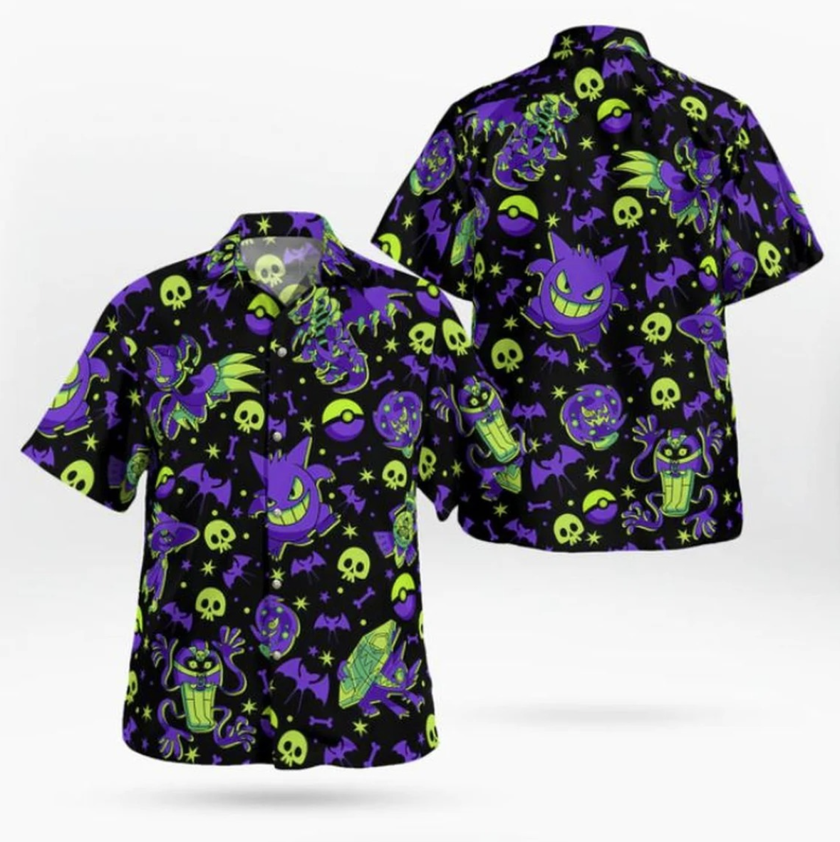 Scary Pokemon Gengar Halloween 3D Hawaiian Shirt
