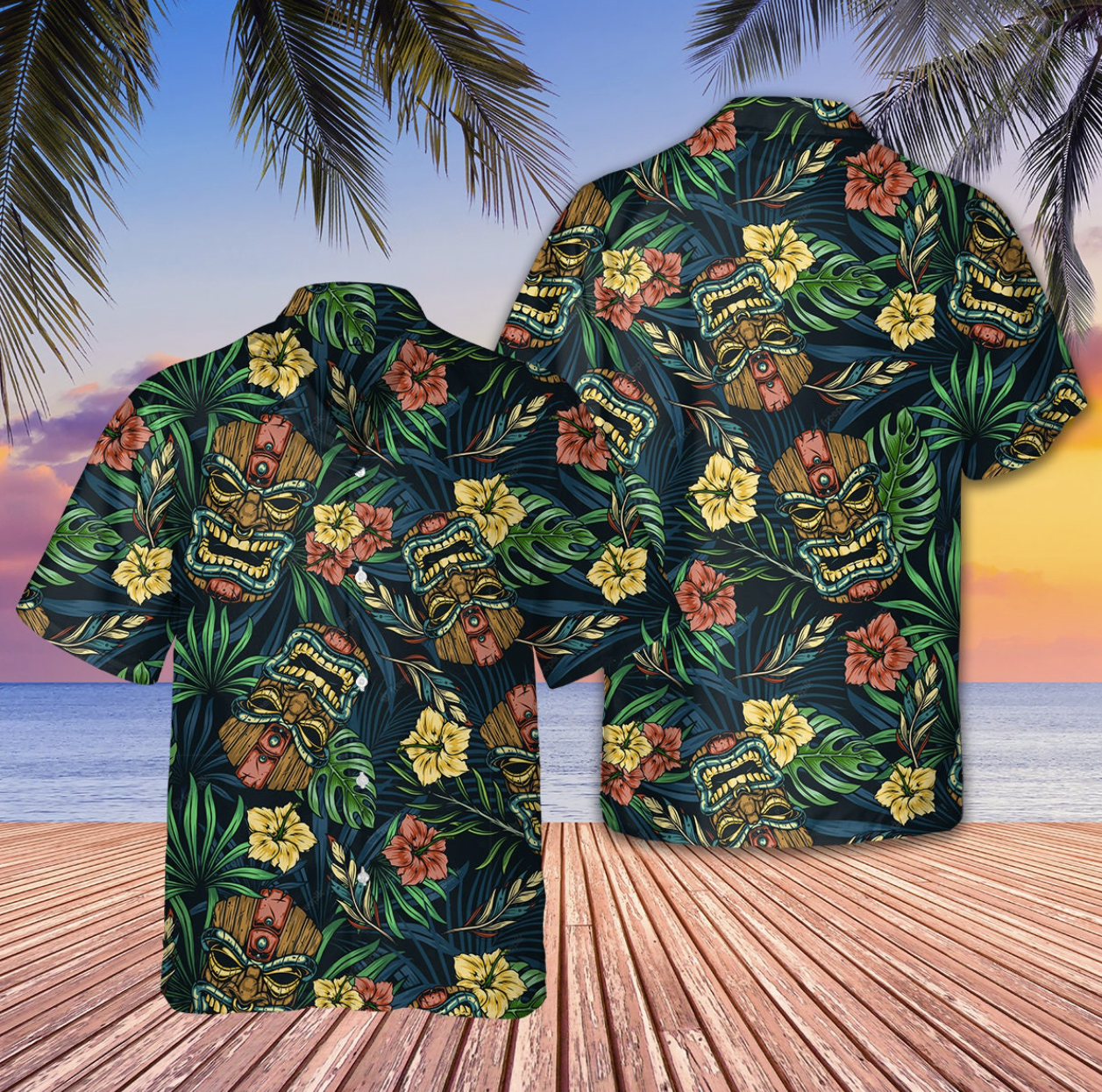 Tiki Tiki Aloha Tropical Pattern Hawaiian Shirt