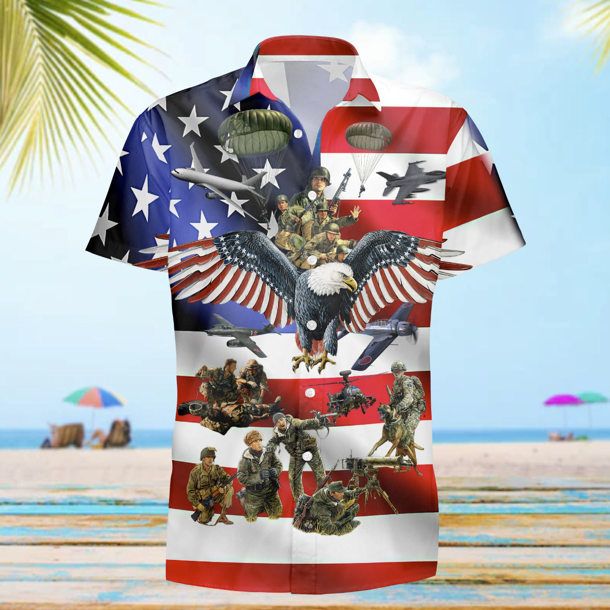 Veterans Eagle American Flag Hawaiian Patriot Hawaiian Shirt