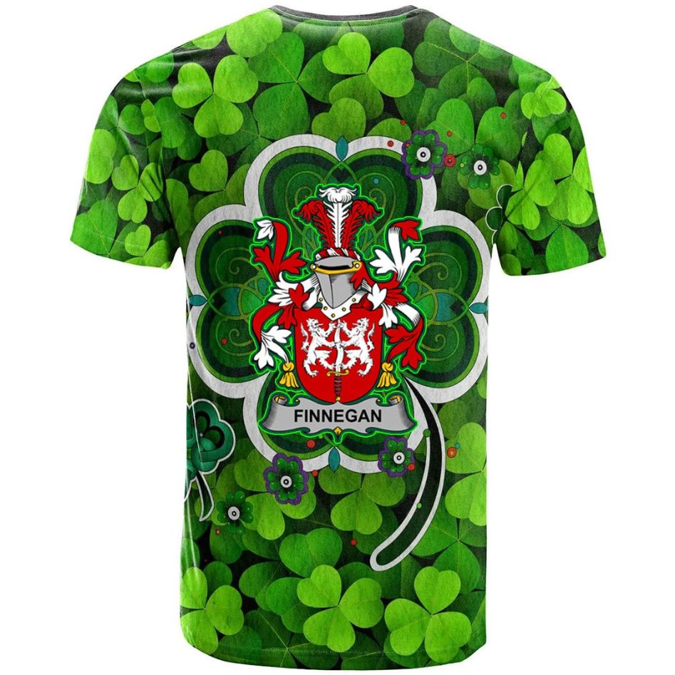Finnegan or O Finnegan Irish Crest Graphic Shamrock Celtic Aesthetic Shamrock New 3D T-Shirt
