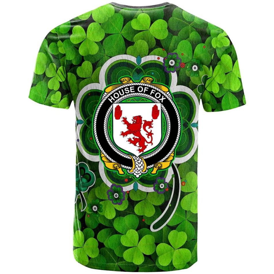 House of FOX Shamrock Irish Crest Celtic Aesthetic 3D Polo Design T-Shirt