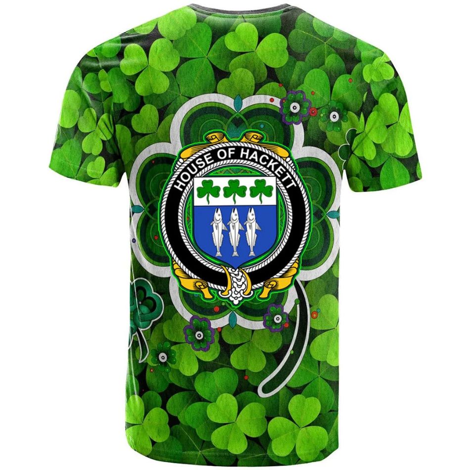 House of HACKETT Irish New Shamrock Crest Celtic Aesthetic 3D Polo Design T-Shirt