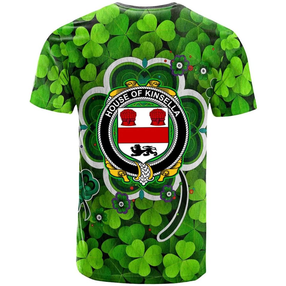 House of KINSELLA Irish Crest Graphic Shamrock Celtic Aesthetic Shamrock New 3D T-Shirt