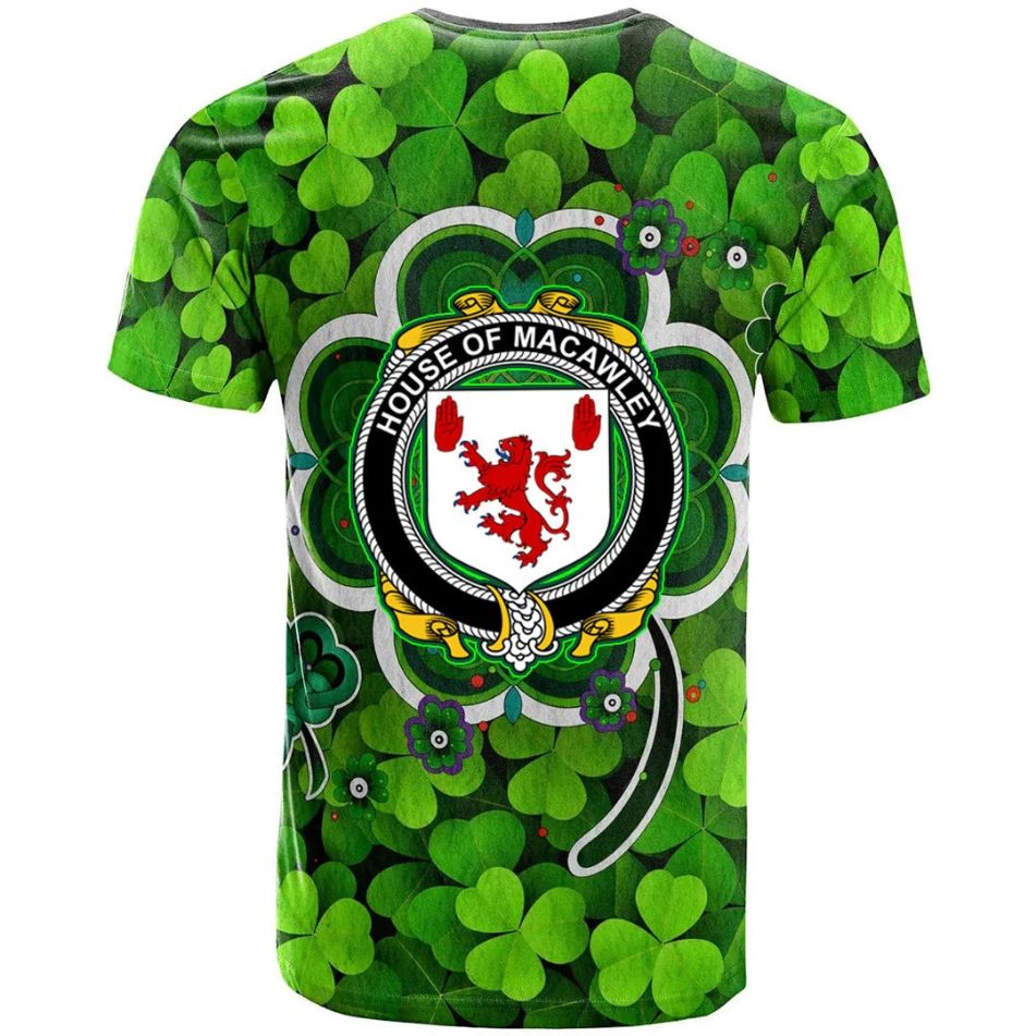 House of MACAWLEY Irish New Shamrock Crest Celtic Aesthetic New Polo Design 3D T-Shirt