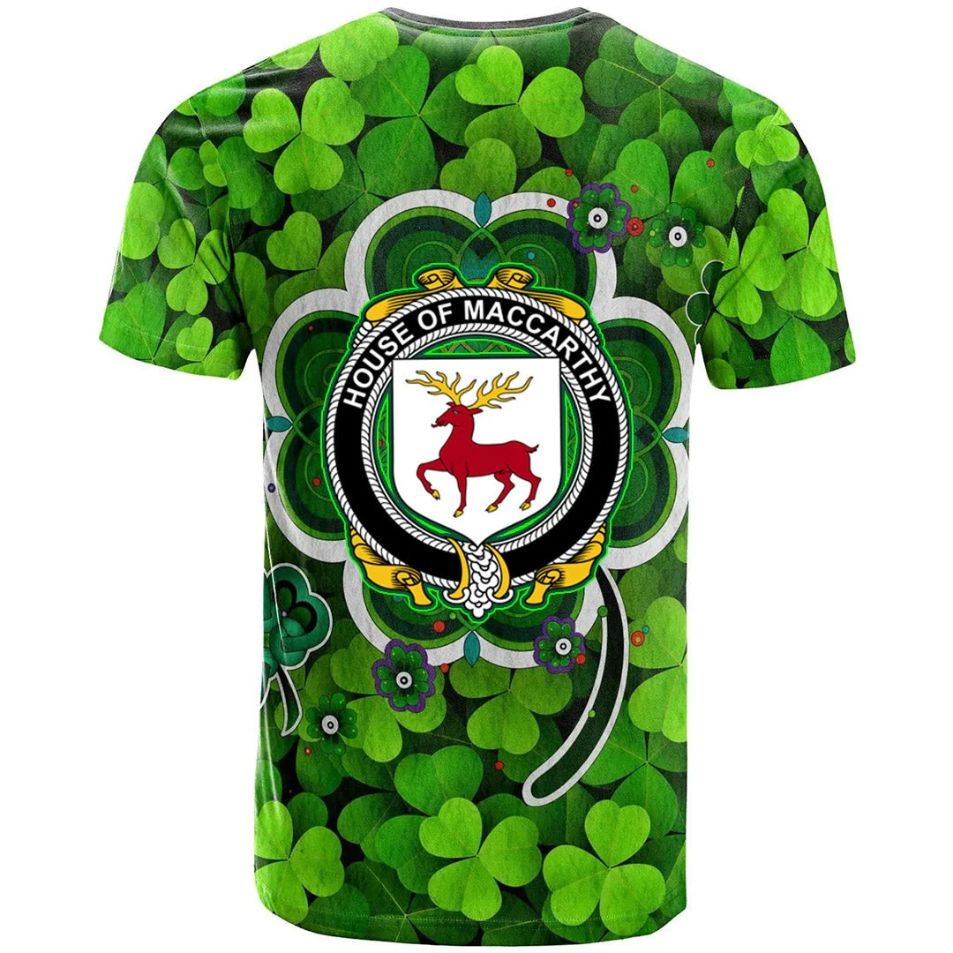 House of MACCARTHY Shamrock Irish Crest Celtic Aesthetic Shamrock New 3D T-Shirt