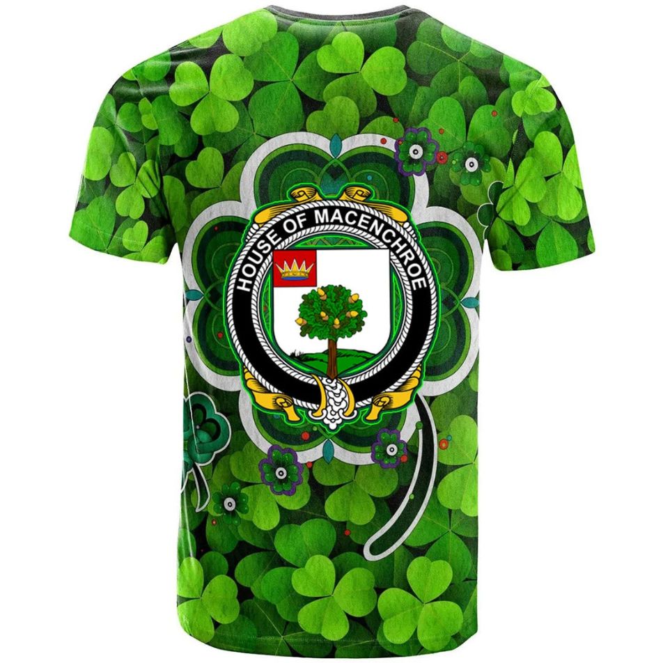 House of MACENCHROE Shamrock Irish Crest Celtic 3D Polo Design T-Shirt