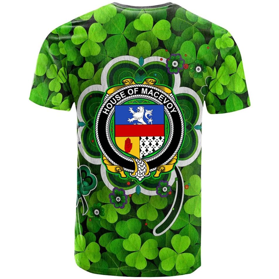 House of MACEVOY Irish New Shamrock Crest Celtic Aesthetic 3D Polo Design T-Shirt