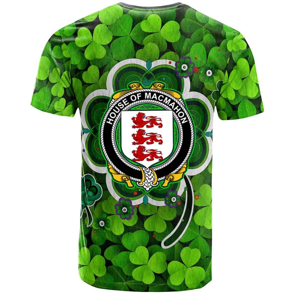 House of MACMAHON Thomond Irish Crest Graphic Shamrock Celtic New Polo Design 3D T-Shirt
