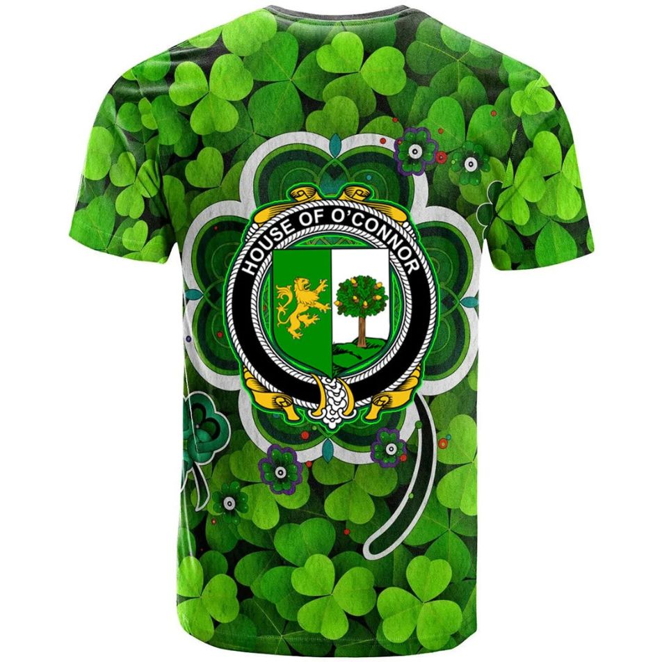 House of O CONNOR Sligo Irish New Shamrock Crest Celtic Aesthetic 3D Polo Design T-Shirt