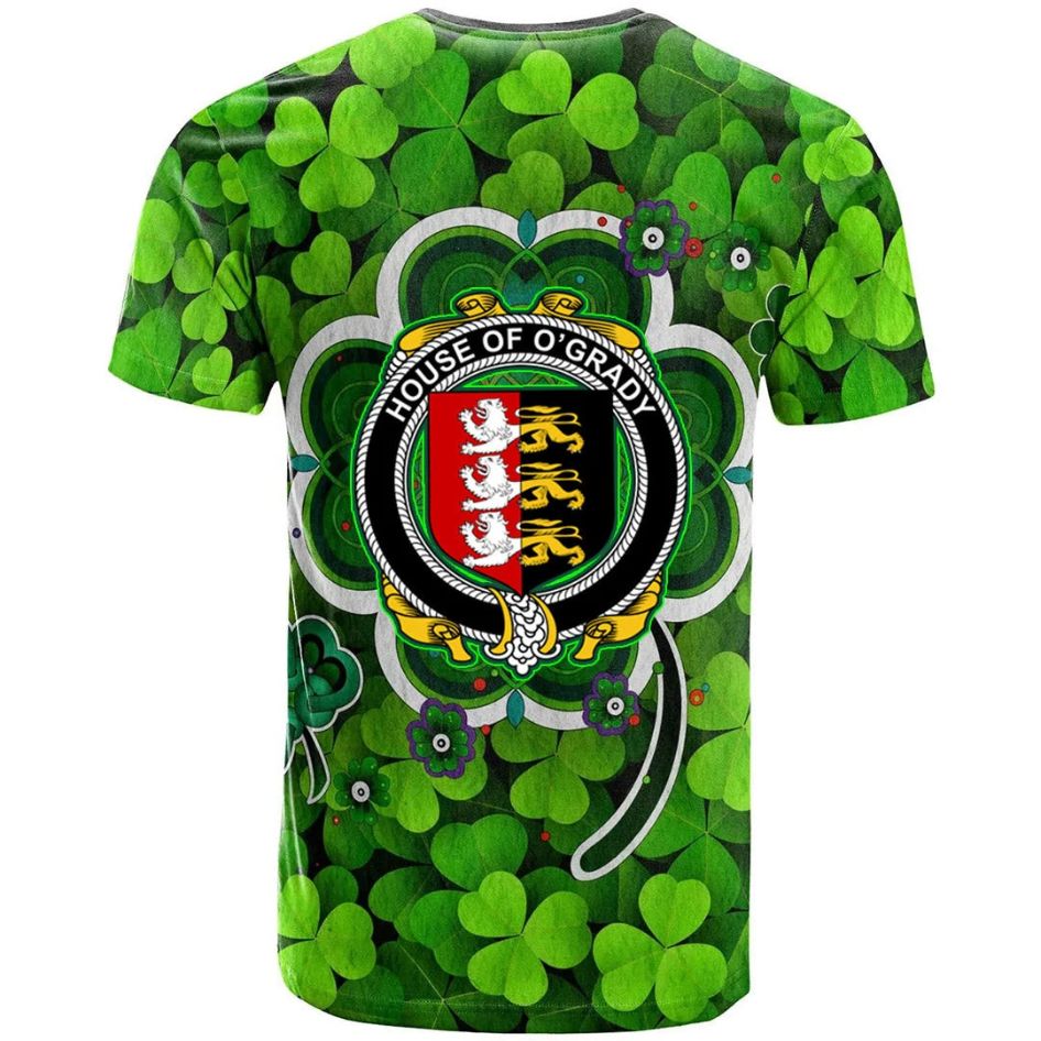 House of O GRADY Irish New Shamrock Crest Celtic 3D Polo Design T-Shirt