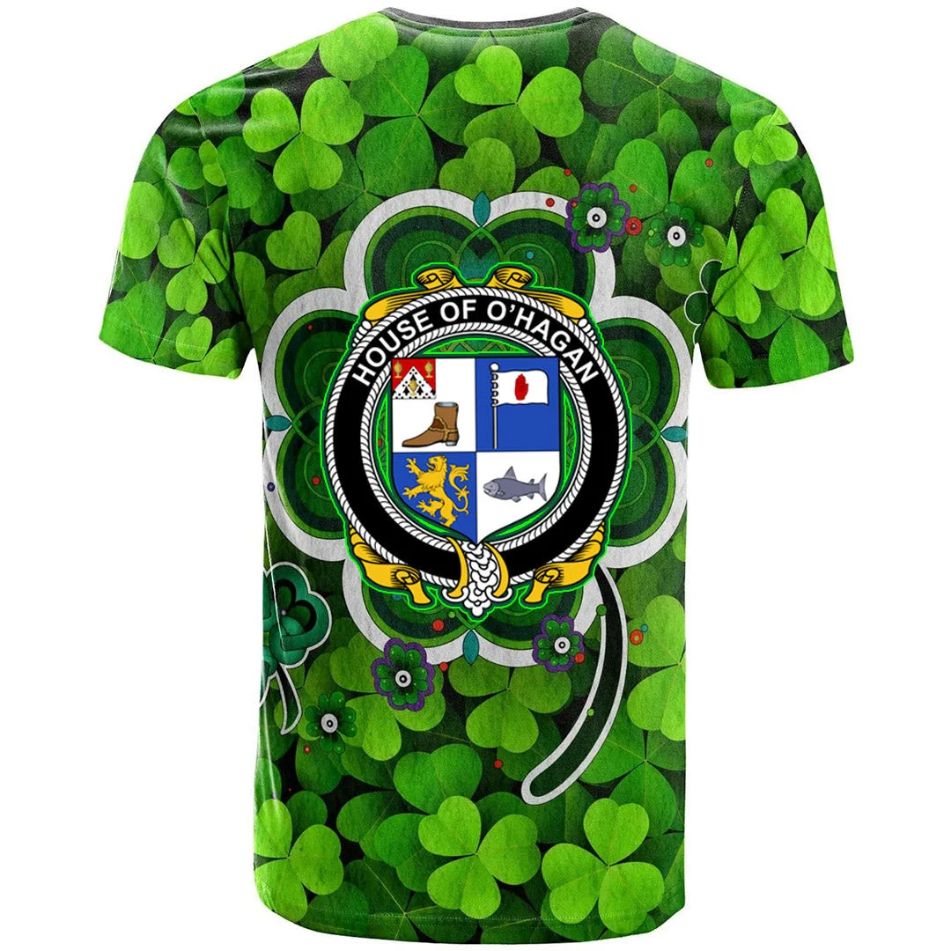 House of O HAGAN Shamrock Irish Crest Celtic Aesthetic New Polo Design 3D T-Shirt