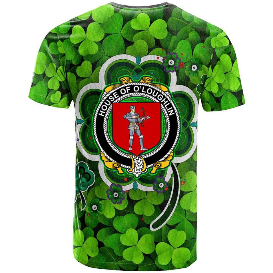 House of O LOUGHLIN Shamrock Irish Crest Celtic Aesthetic Shamrock New 3D T-Shirt