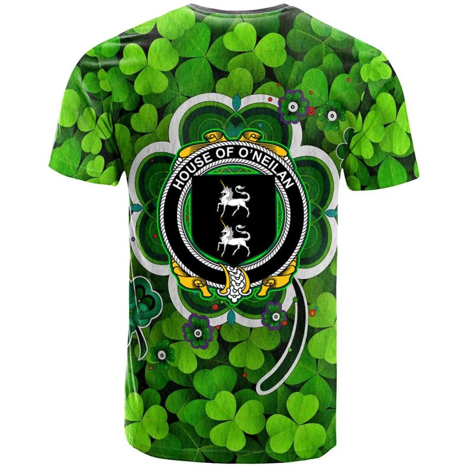 House of O NEILAN Irish Crest Graphic Shamrock Celtic 3D Polo Design T-Shirt