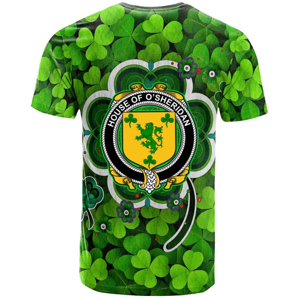 House of O SHERIDAN Irish New Shamrock Crest Celtic Aesthetic New Polo Design 3D T-Shirt