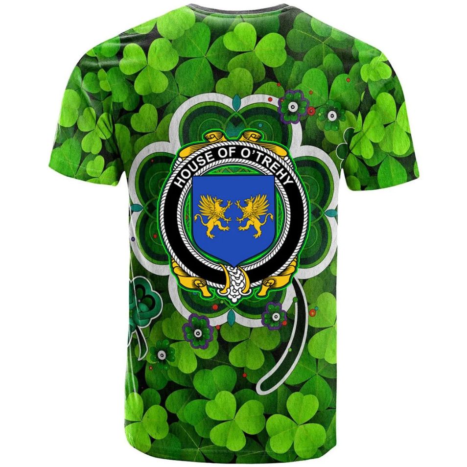 House of O TREHY Troy Shamrock Irish Crest Celtic Aesthetic 3D Polo Design T-Shirt