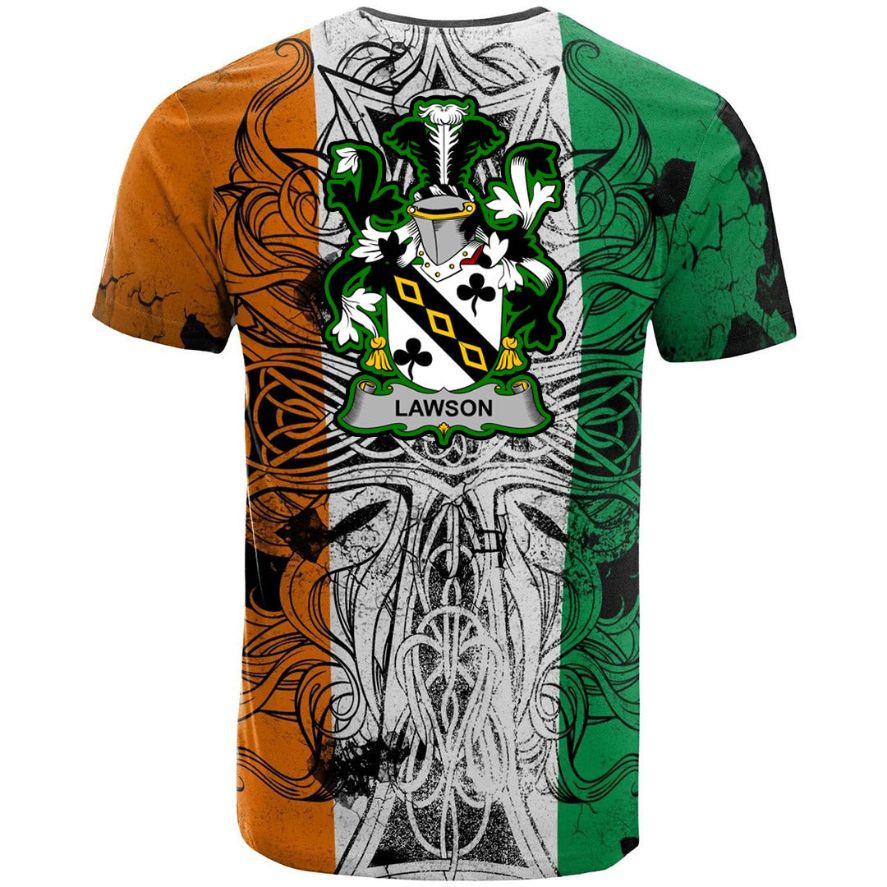 Lawson Irish Family Crest Polo Ireland Flag 3D Celtic T-Shirt