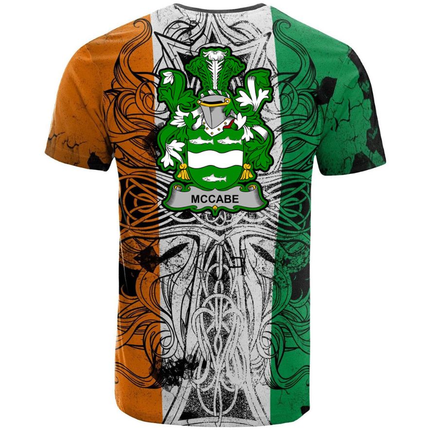 McCabe Irish Family Crest Polo Ireland Flag Retro Celtic Color 3D T-Shirt