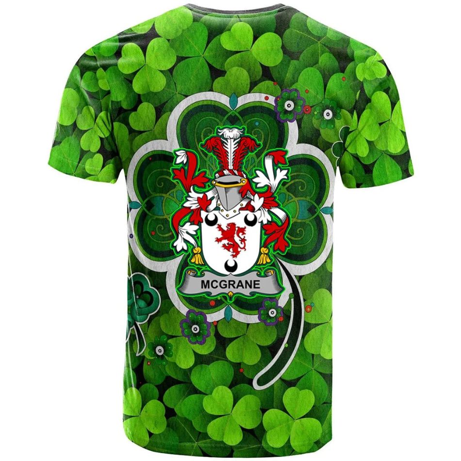 McGrane or McGrann Irish Crest Graphic Shamrock Celtic Aesthetic Shamrock New 3D T-Shirt