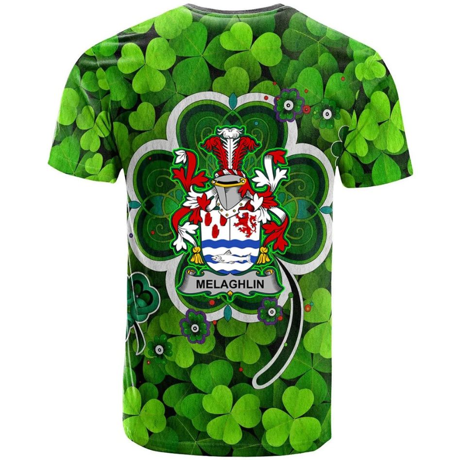 Melaghlin or O Melaghlin Shamrock Irish Crest Celtic Aesthetic 3D Polo Design T-Shirt