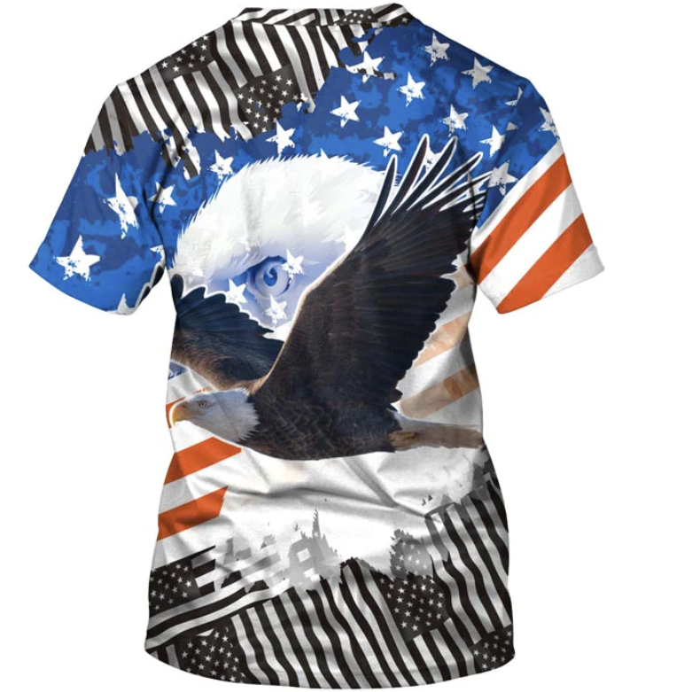 3D Flag Eager Printed Short Sleeve T-shirt