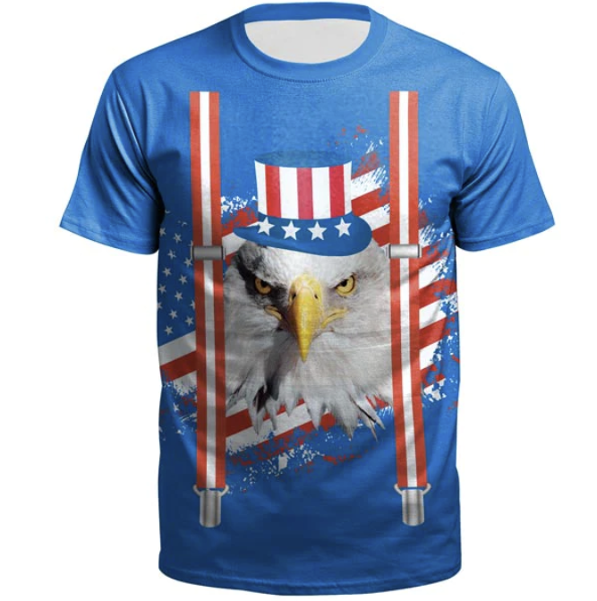 3D Flag Eagle Printed Short Sleeve T-shirt