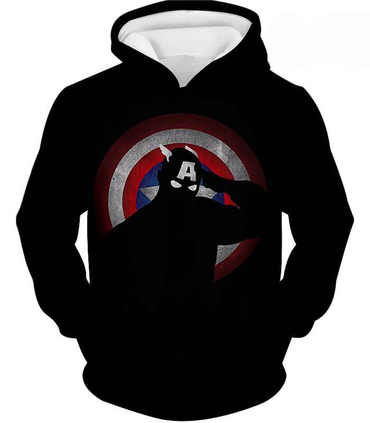 American Comic Hero Captain America Silhouette Promo Black Hd 3d Aop Hoodie