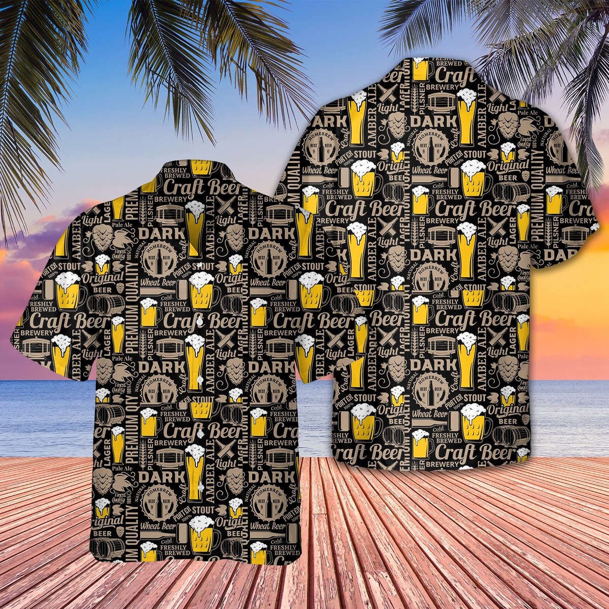 Beer Lovers Aloha Beer Pattern Hawaiian Shirt For Men Women Vintage Hawaii