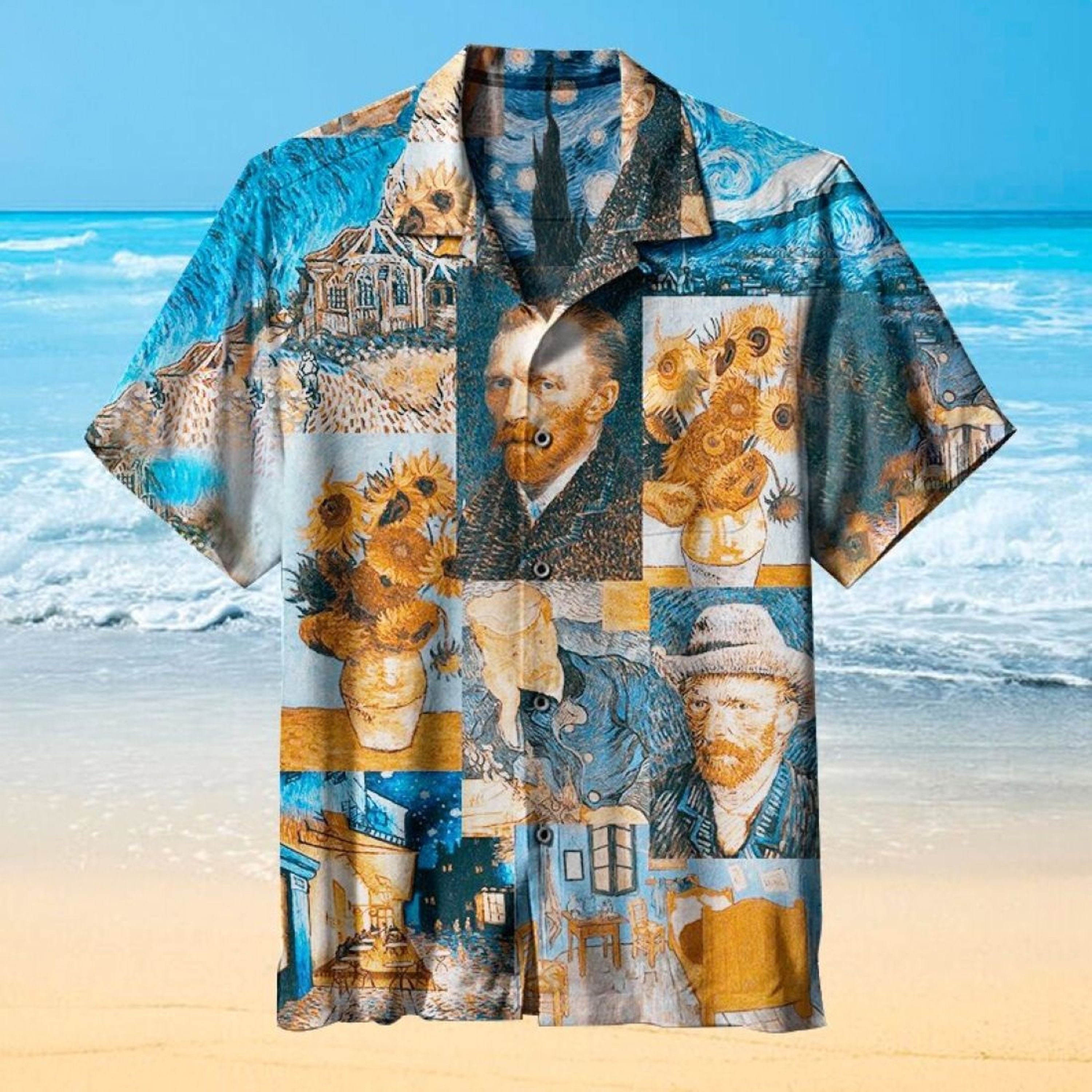 Blue Van Gogh Art Vintage Summer Hawaiian Shirt