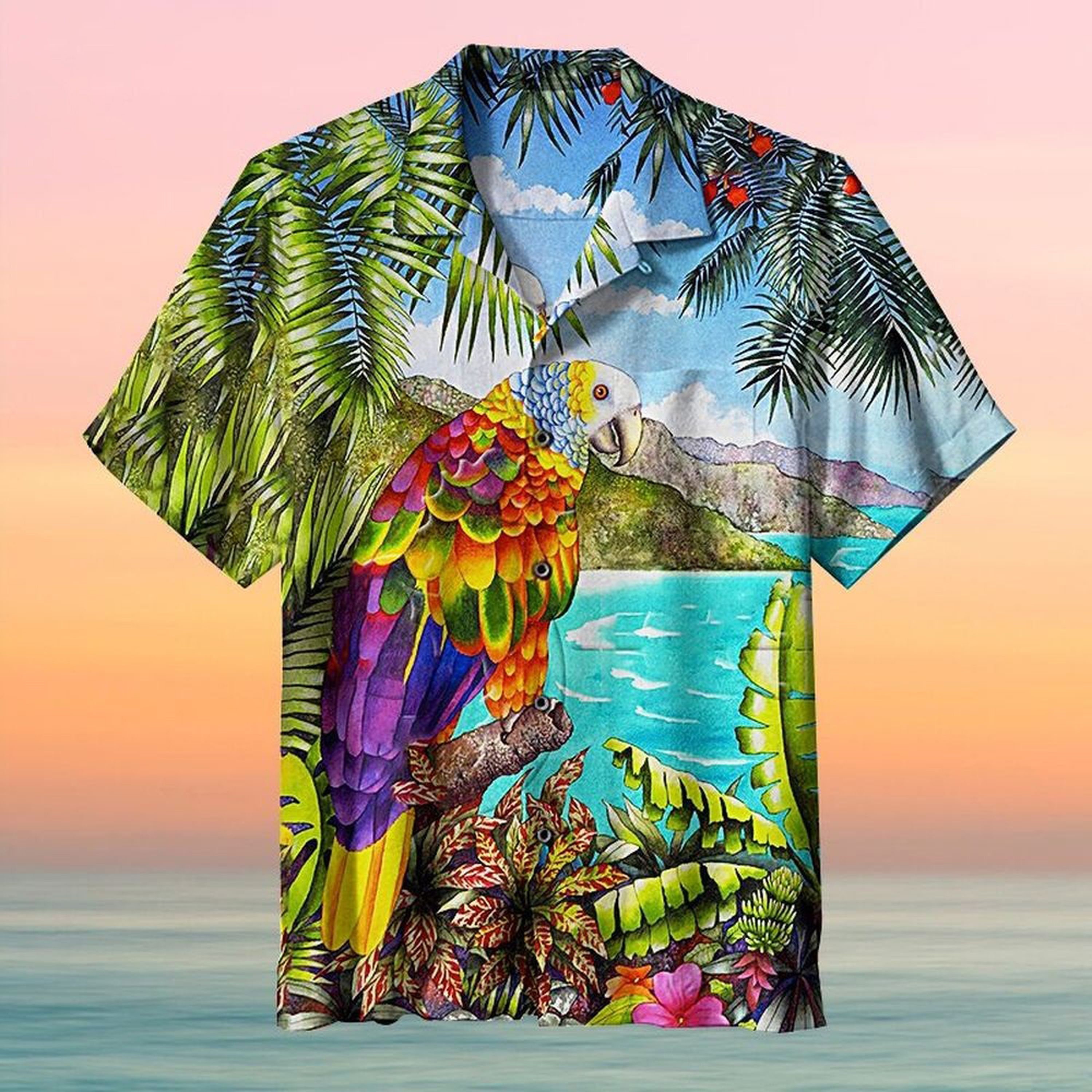 Caribbean St Vincent Parrot Vintage Summer Hawaiian Shirt