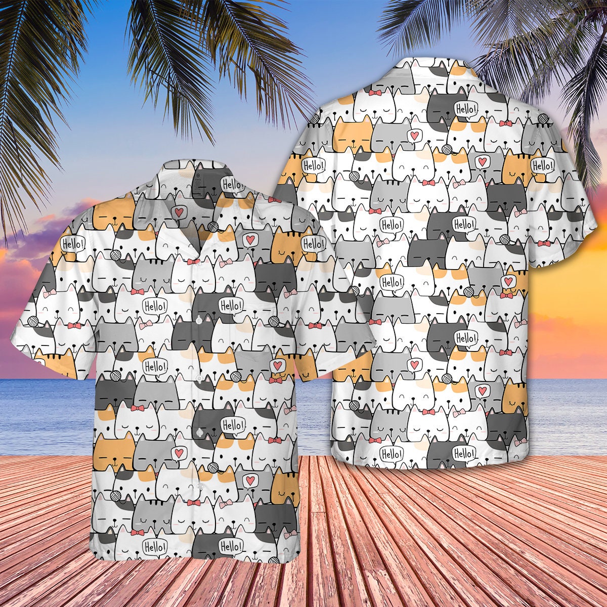 Cats Hello Aloha Family Hawaiian Shirt