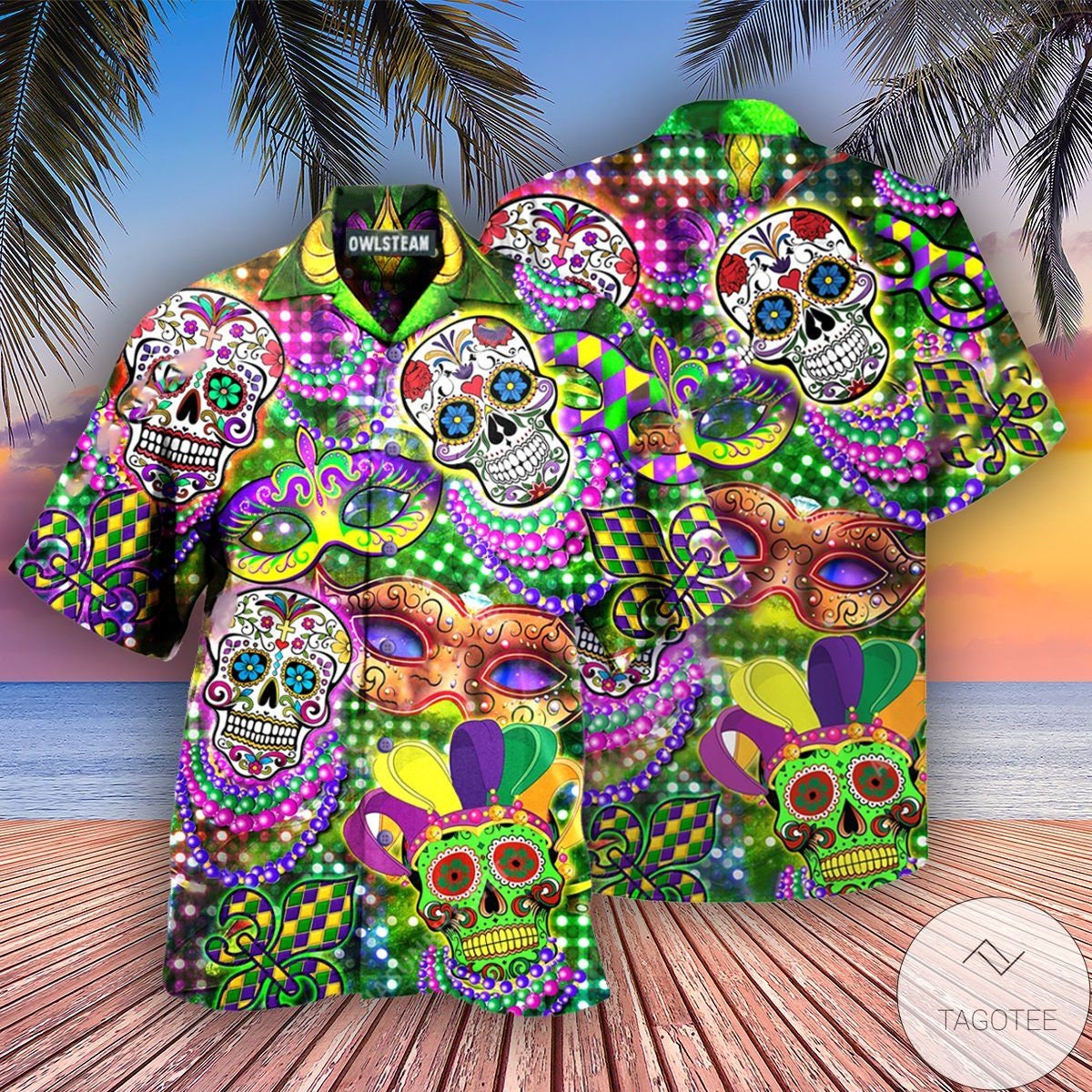 Colorful Festival Hawaii Aloha Mardi Gras Beach Button Downs Shirt