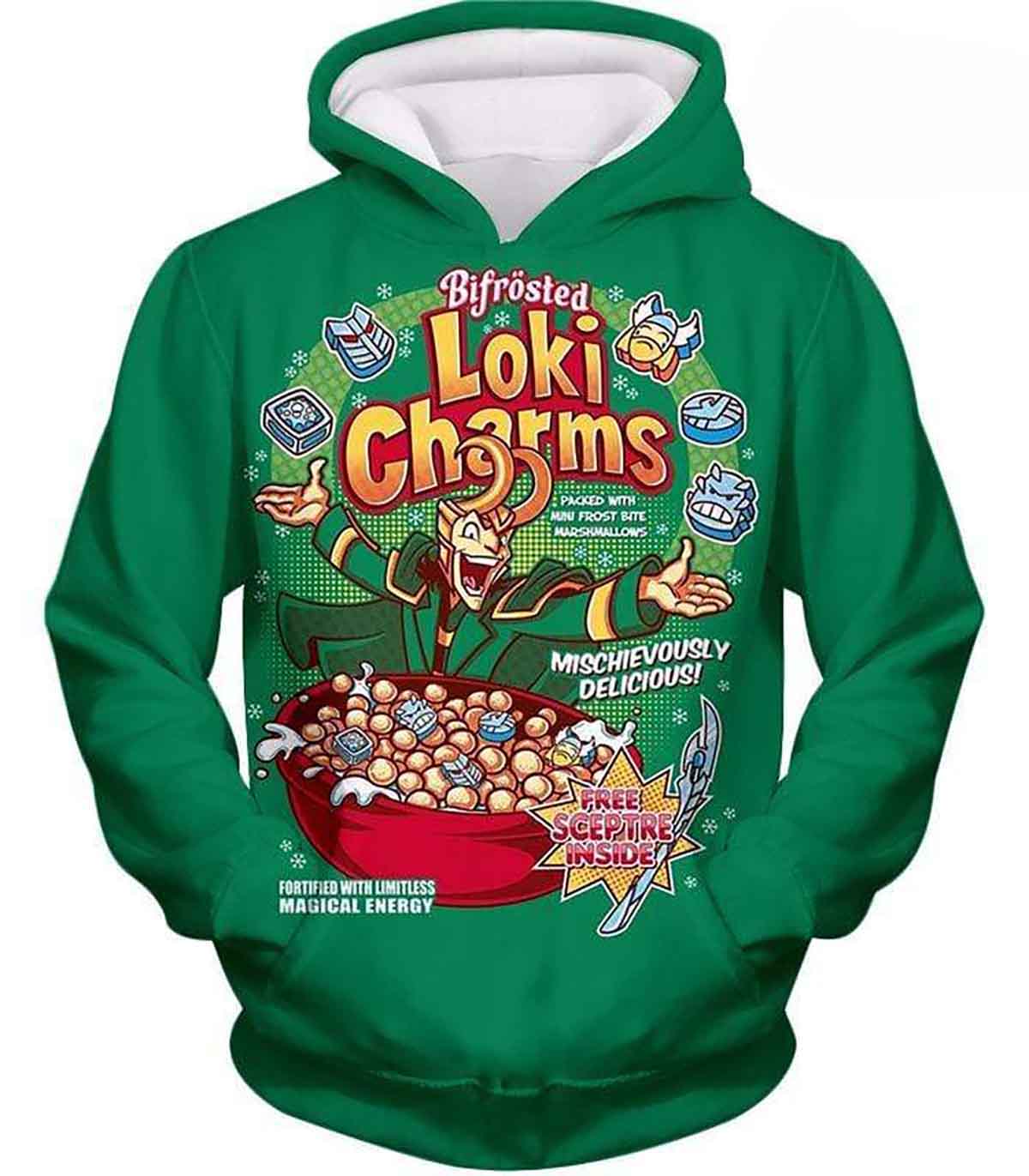 Funny Lokis Cornflakes Advertisement Green Hd 3d Aop Hoodie