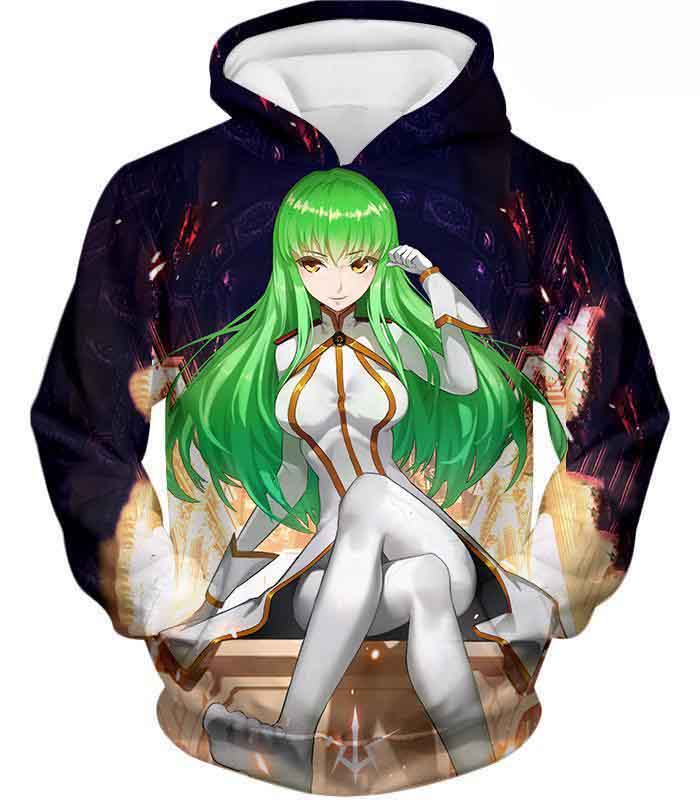 Green Haired Immortal Witch C.C. Code Geass Anime Poster Hd 3d Aop Hoodie