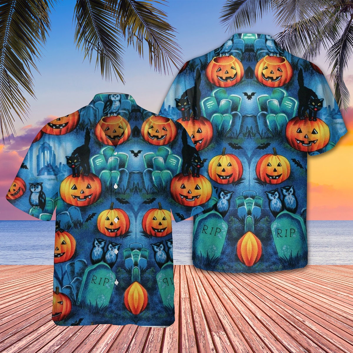 Halloween Skull Pumpkin Hawaiian Tropical Hawaii Shirt