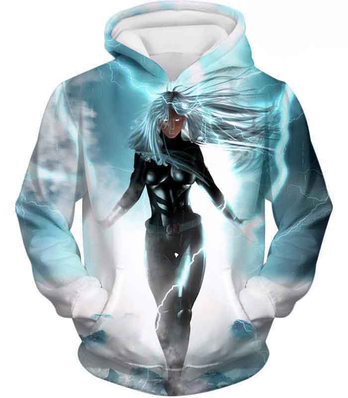 Hot White Haired Animated Storm White Superhero Hd 3d Aop Hoodie