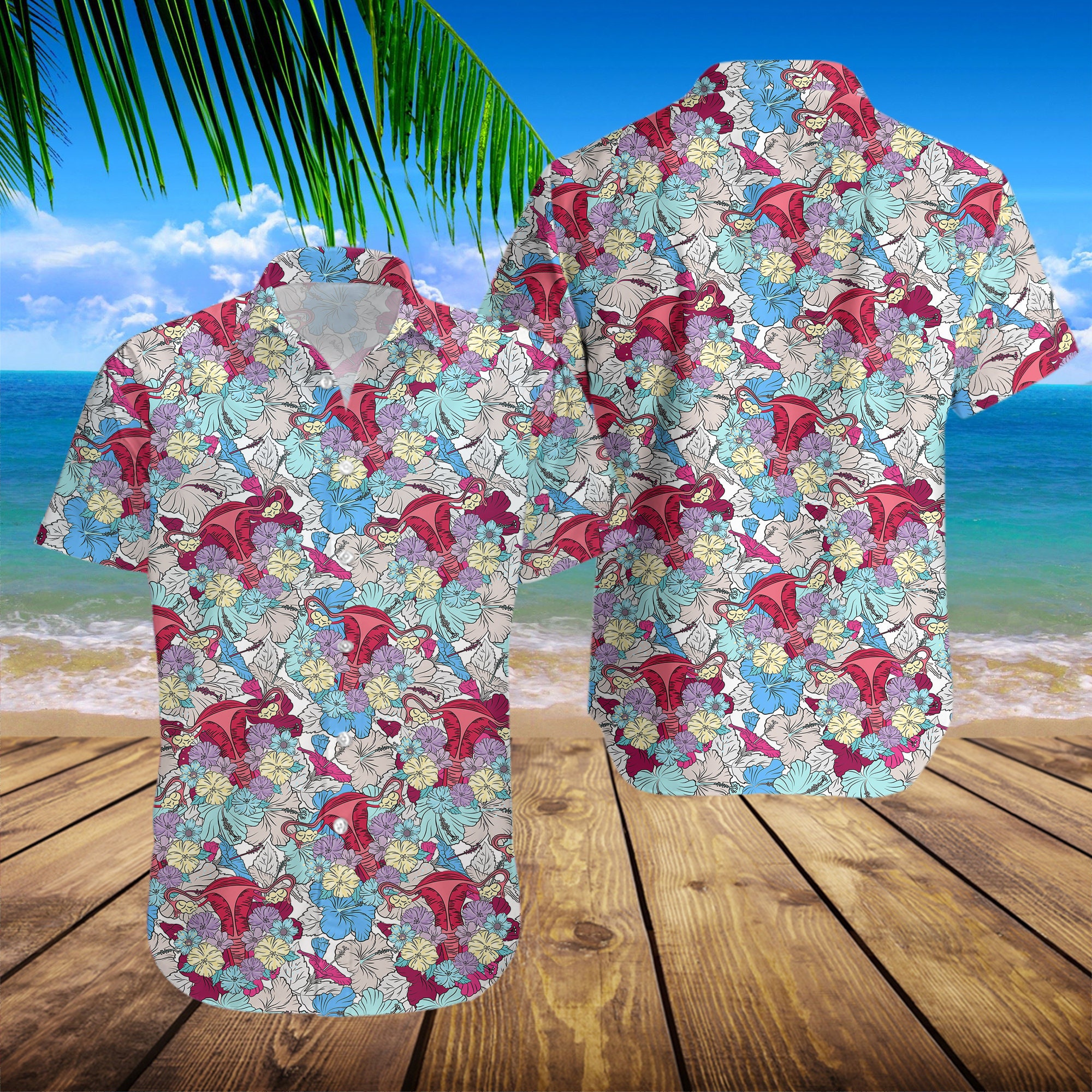 Mind Your Own Uterus Flower Women's Rights Pro Choice Summer Hawaiian Shirt