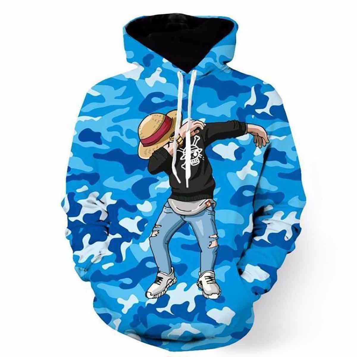 Monkey D.Luffy - One Piece Camo Camouflage Dab Dance Graphic Hd 3d Aop Hoodie