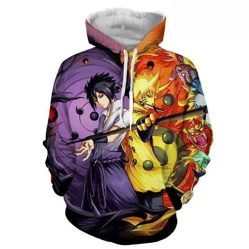 Sasuke - Jinchuuriki Sharingan Shippuden Naruto Split Hd 3d Aop Hoodie