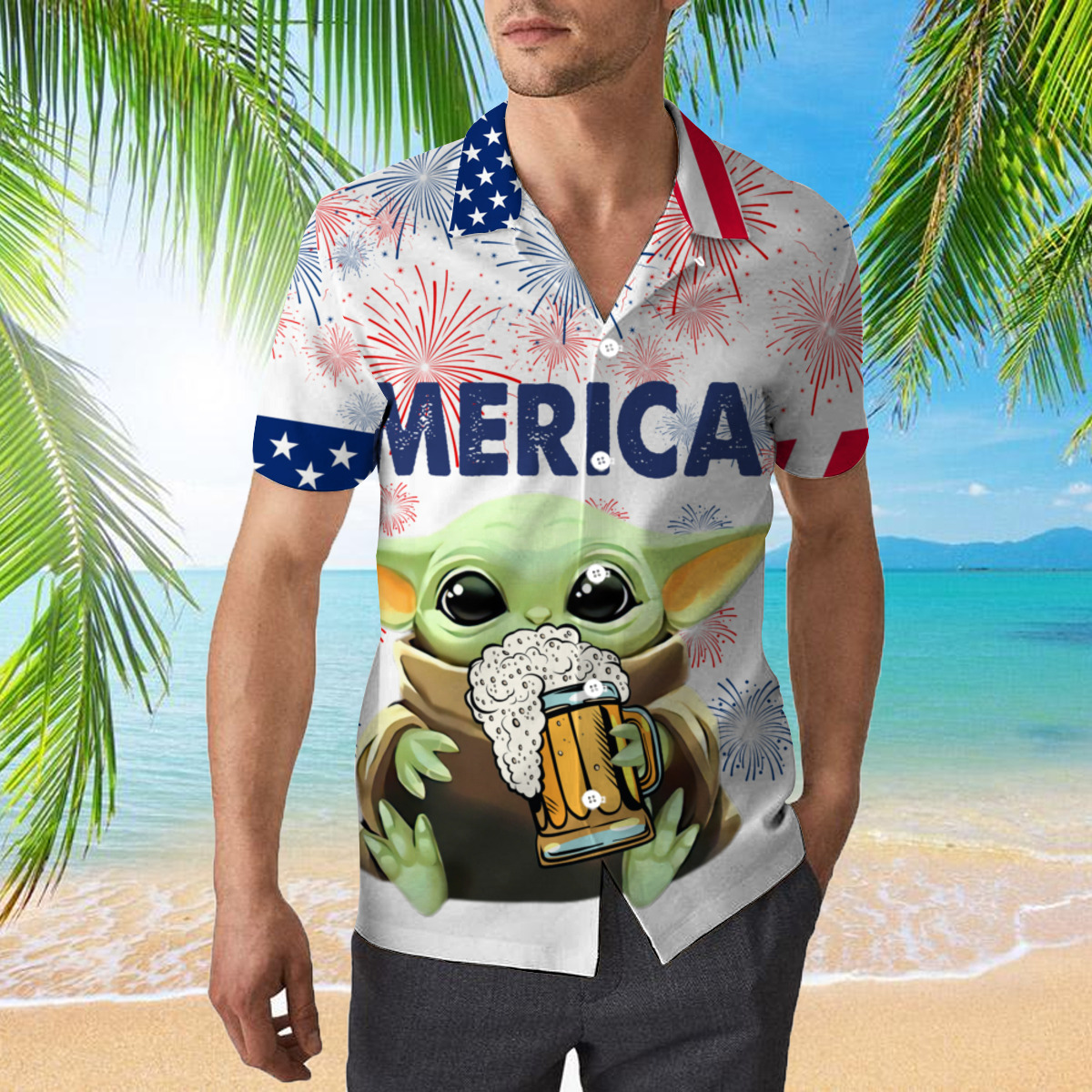 Baby Yoda American Independence Day Hawaiian Shirt