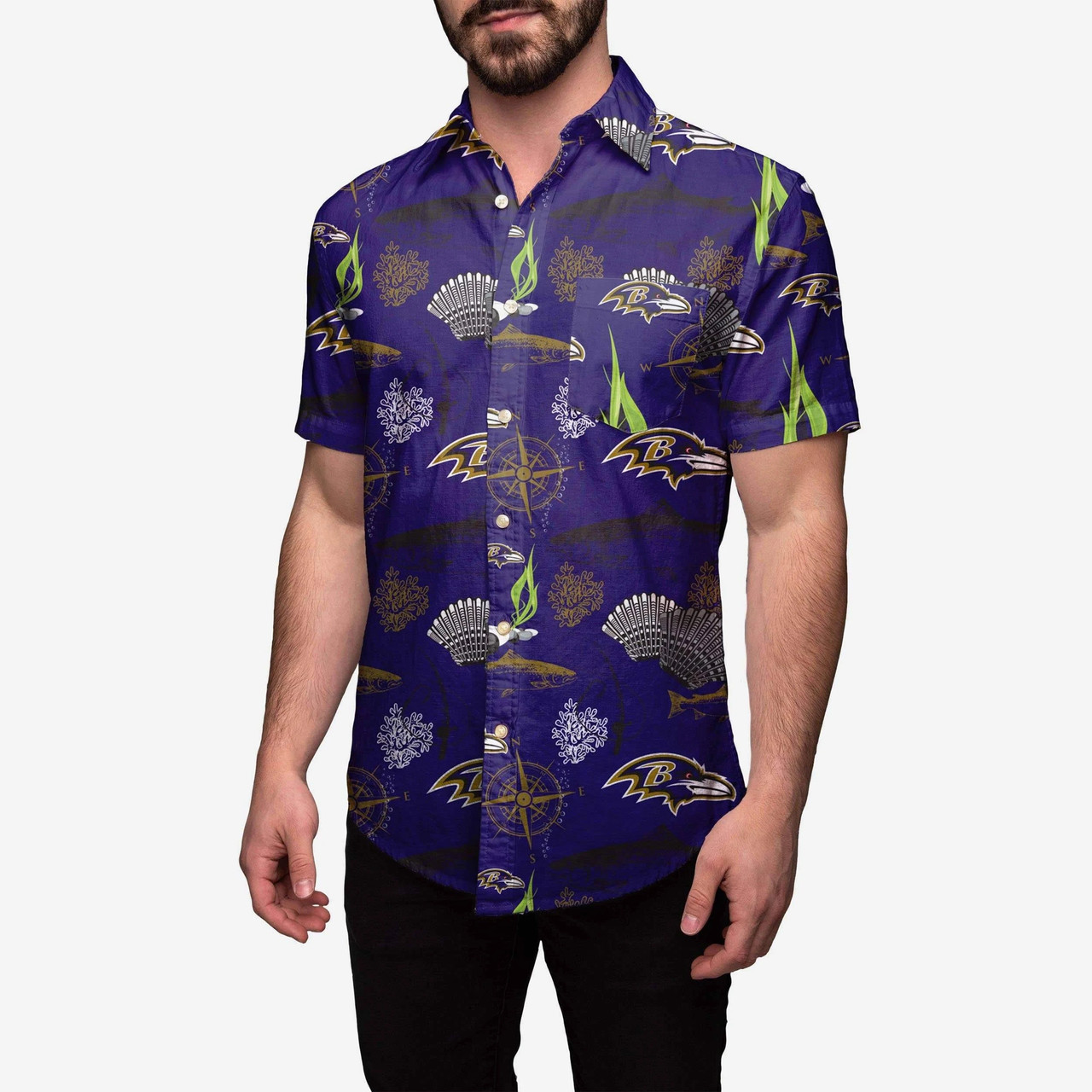 Baltimore Ravens Floral Button Uped Hawaiian Shirt