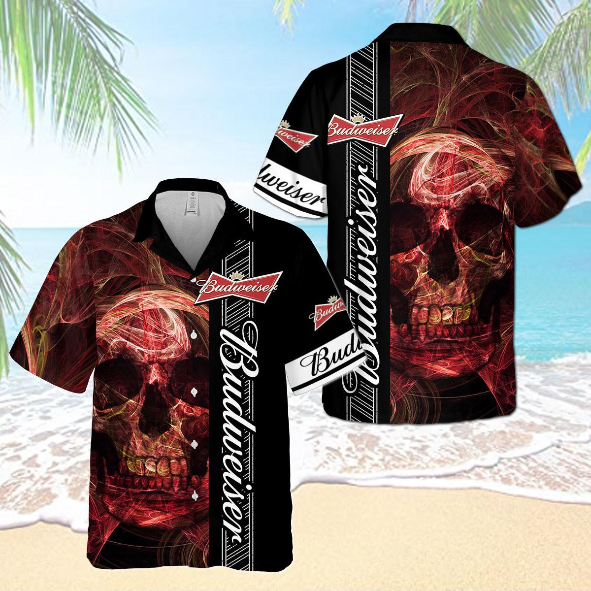Budweiser Beer Skull Hawaiian Shirt