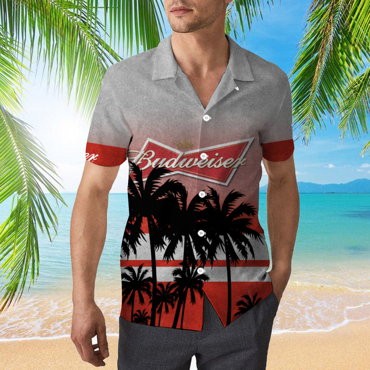 Budweiser Palm Tree Hawaiian Shirt