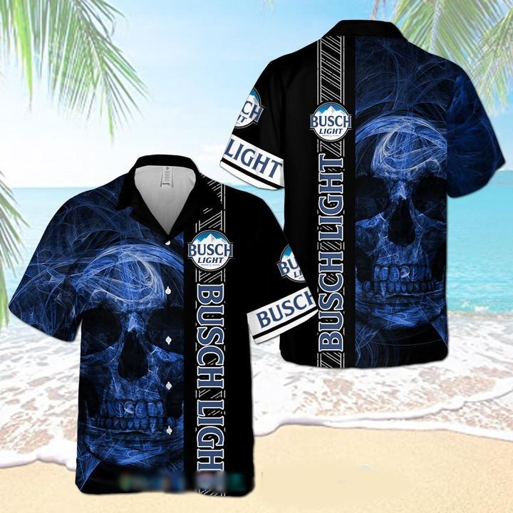 Busch Light Smoke Skull Hawaiian Shirt