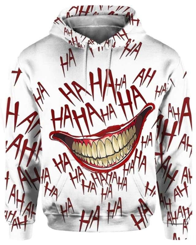 Joker Deadly Smile 3D To Halloween Funny Gift Hahaha 3D Horror Tee AOP Unisex Hoodie