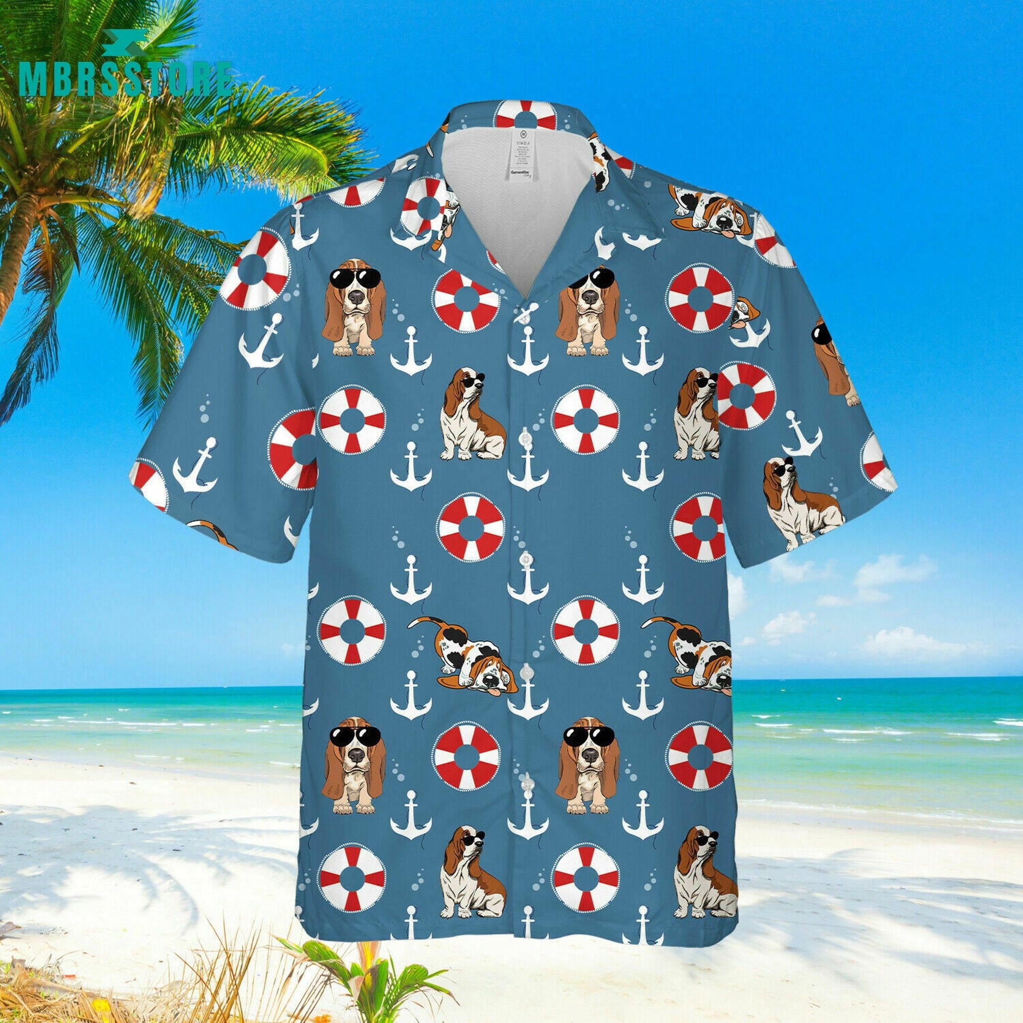Basset Hound Summer Beach Aloha Me Birthday Presents Honeymoon Style Hawaiian Shirt