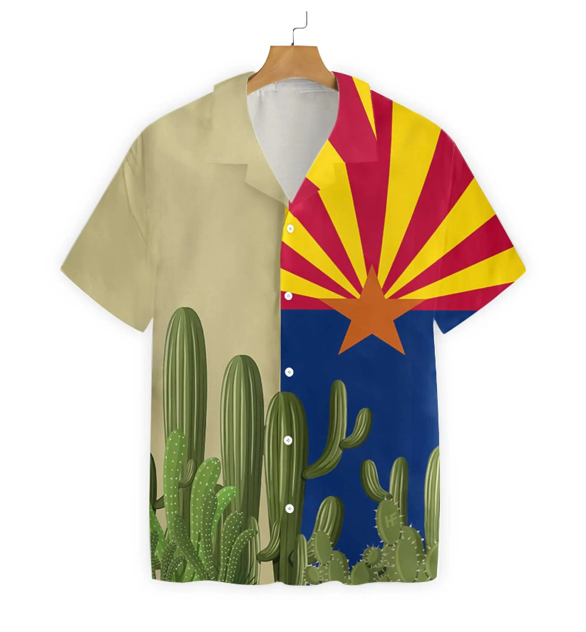 Arizona Flag Saguaro Hawaiian Shirt